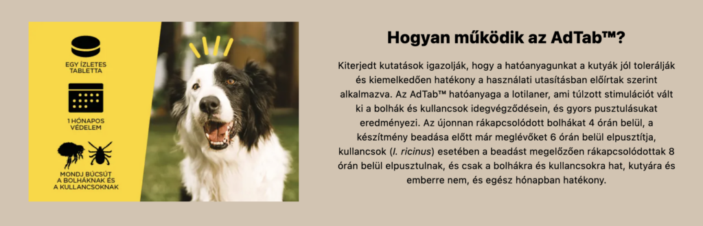 AdTab rágótabletta 1,3-2,5 kg tömegű kutyáknak
