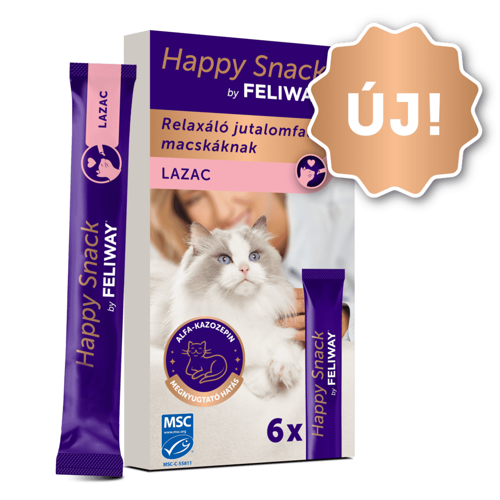 Happy Snack by FELIWAY - krémes, relaxáló macska jutalomfalat lazac ízesítés 6 db