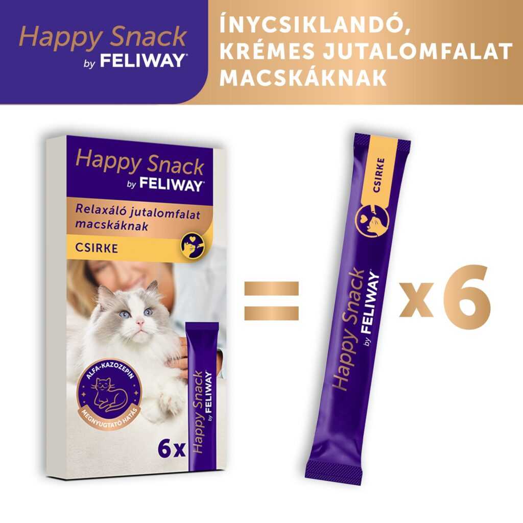 Happy Snack by FELIWAY - krémes, relaxáló macska jutalomfalat csirke ízesítés 6 db