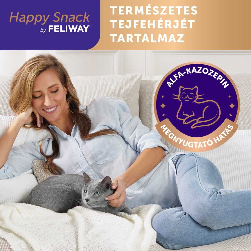 Happy Snack by FELIWAY - krémes, relaxáló macska jutalomfalat lazac ízesítés 6 db