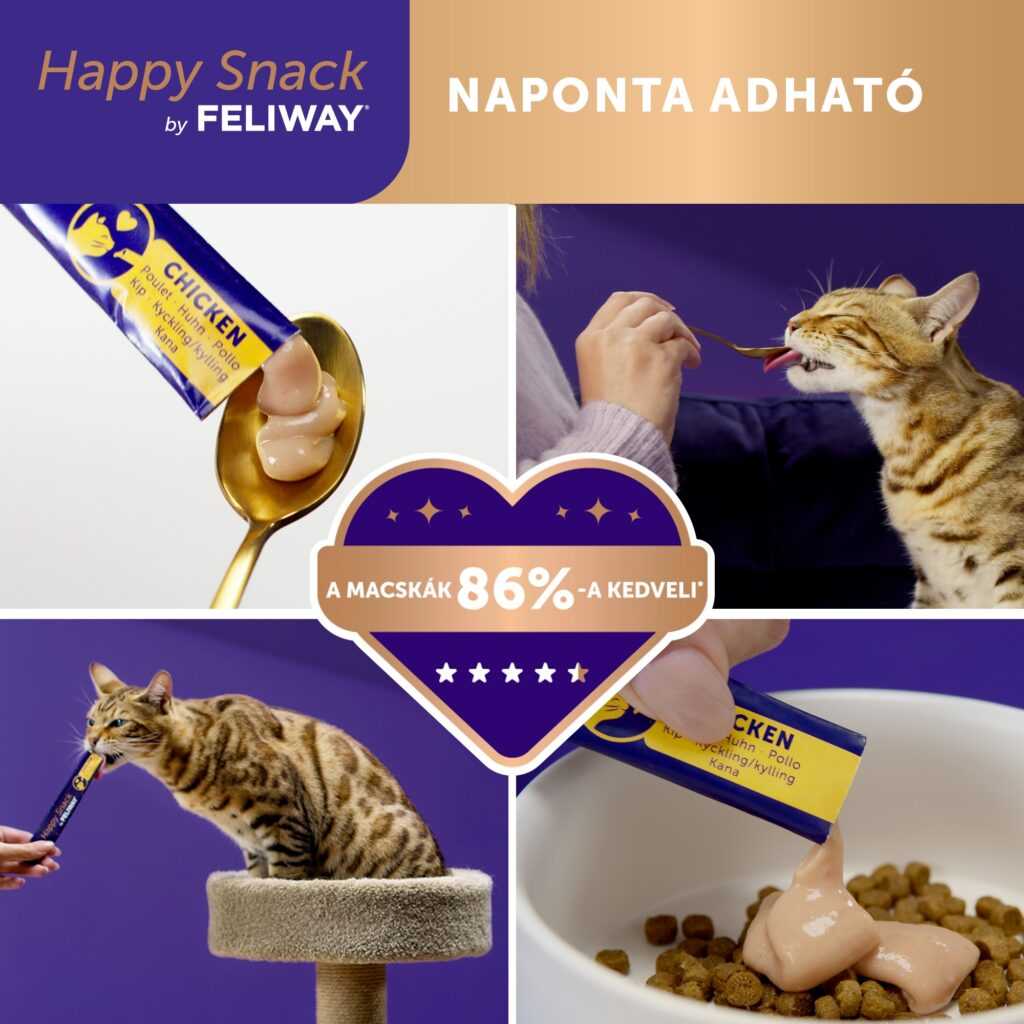 Happy Snack by FELIWAY - krémes, relaxáló macska jutalomfalat lazac ízesítés 6 db