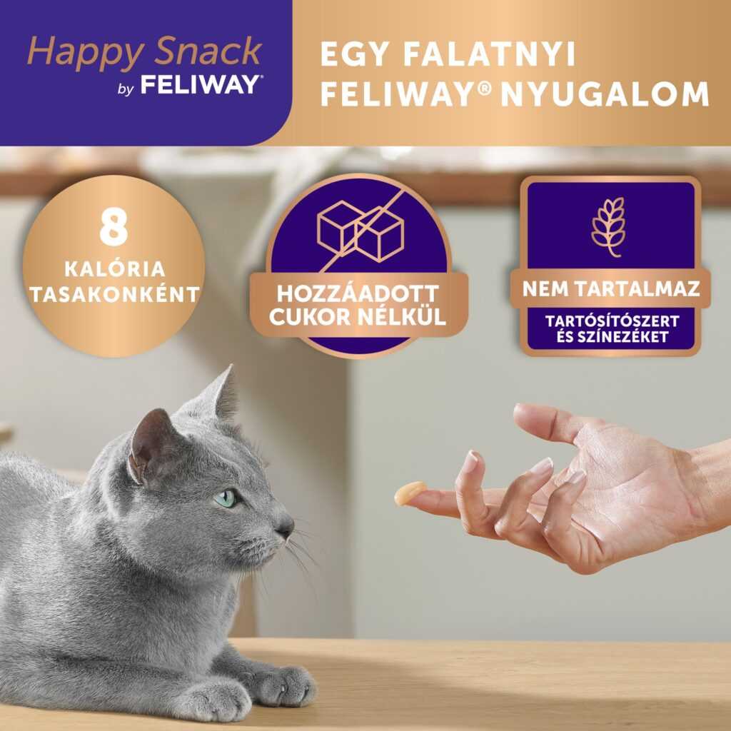 Happy Snack by FELIWAY - krémes, relaxáló macska jutalomfalat lazac ízesítés 6 db