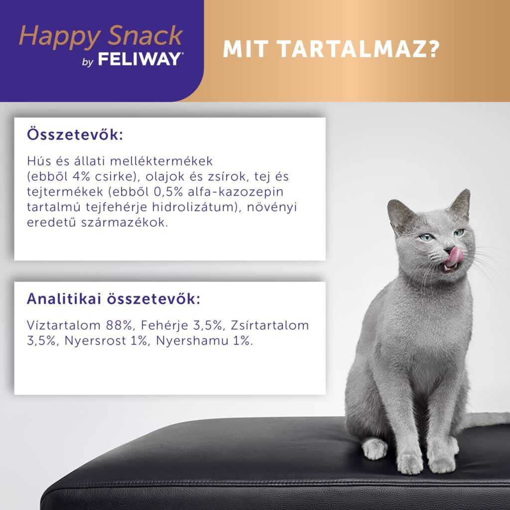 Happy Snack by FELIWAY - krémes, relaxáló macska jutalomfalat lazac ízesítés 6 db