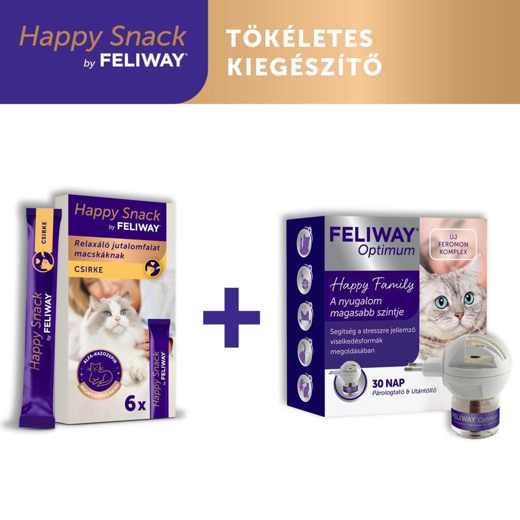 Happy Snack by FELIWAY - krémes, relaxáló macska jutalomfalat lazac ízesítés 6 db