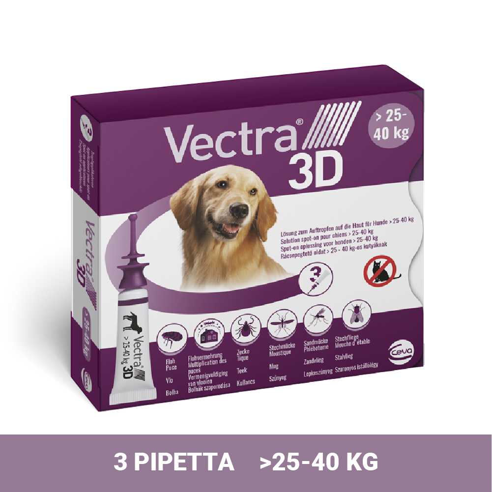 Vectra 3D Spot On 25-40 kg tömegű kutyáknak – Védelem szúnyog, kullancs és bolha ellen