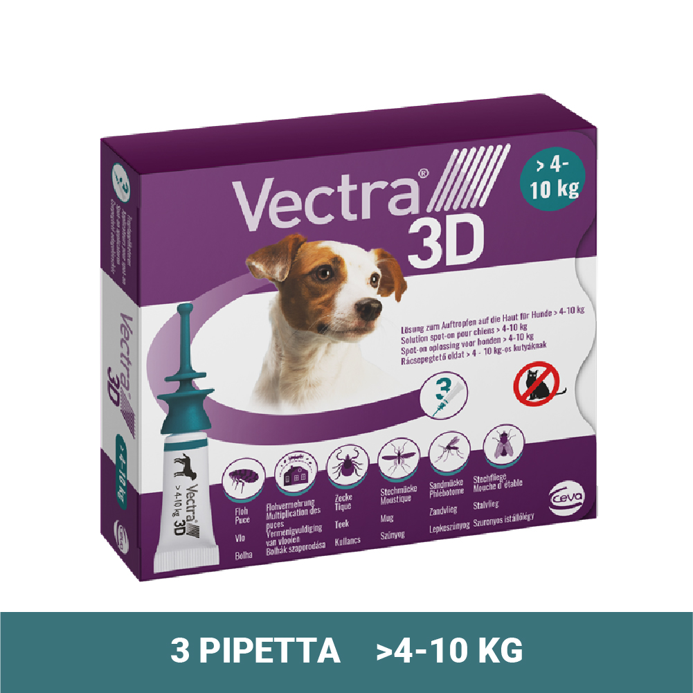 Vectra 3D Spot On 4-10 kg tömegű kutyáknak – Védelem szúnyog, kullancs és bolha ellen
