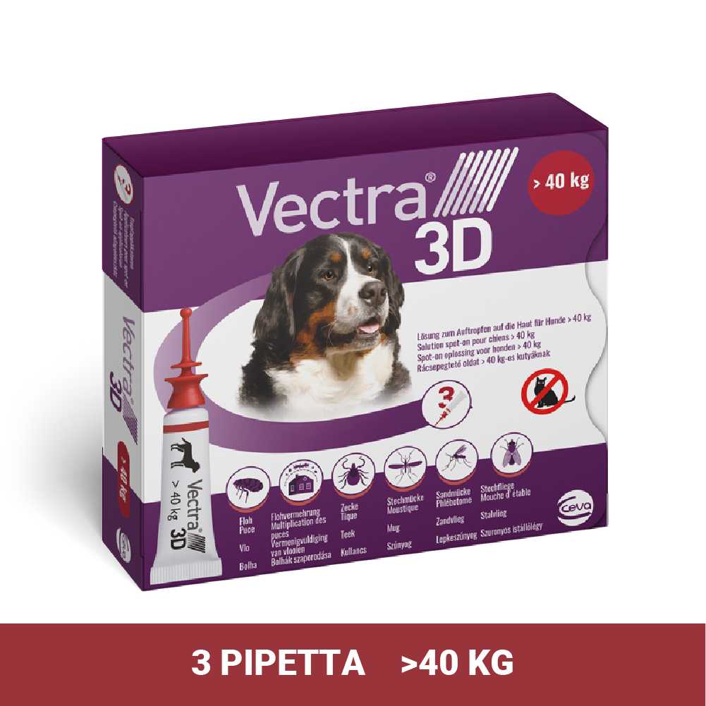 Vectra 3D Spot On 40-66 kg tömegű kutyáknak – Védelem szúnyog, kullancs és bolha ellen