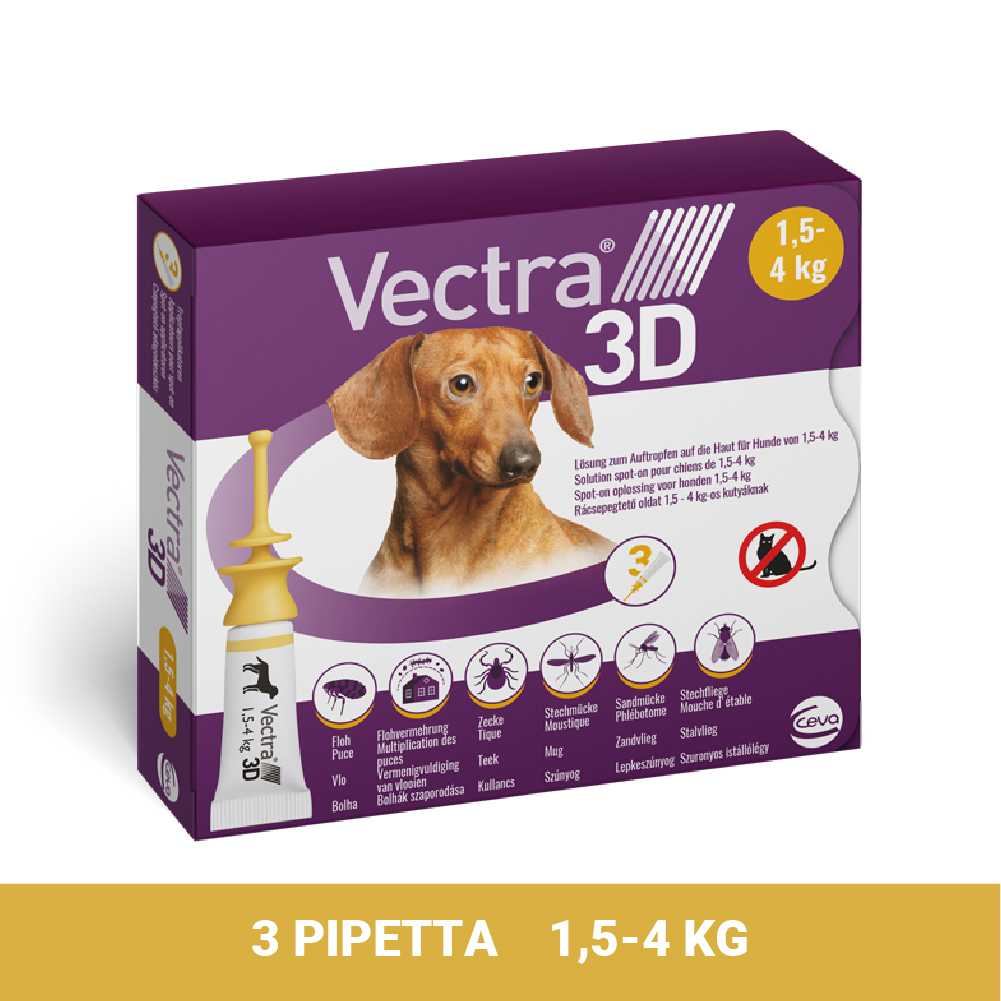 Vectra 3D Spot On 1,5-4 kg tömegű kutyáknak – Védelem szúnyog, kullancs és bolha ellen